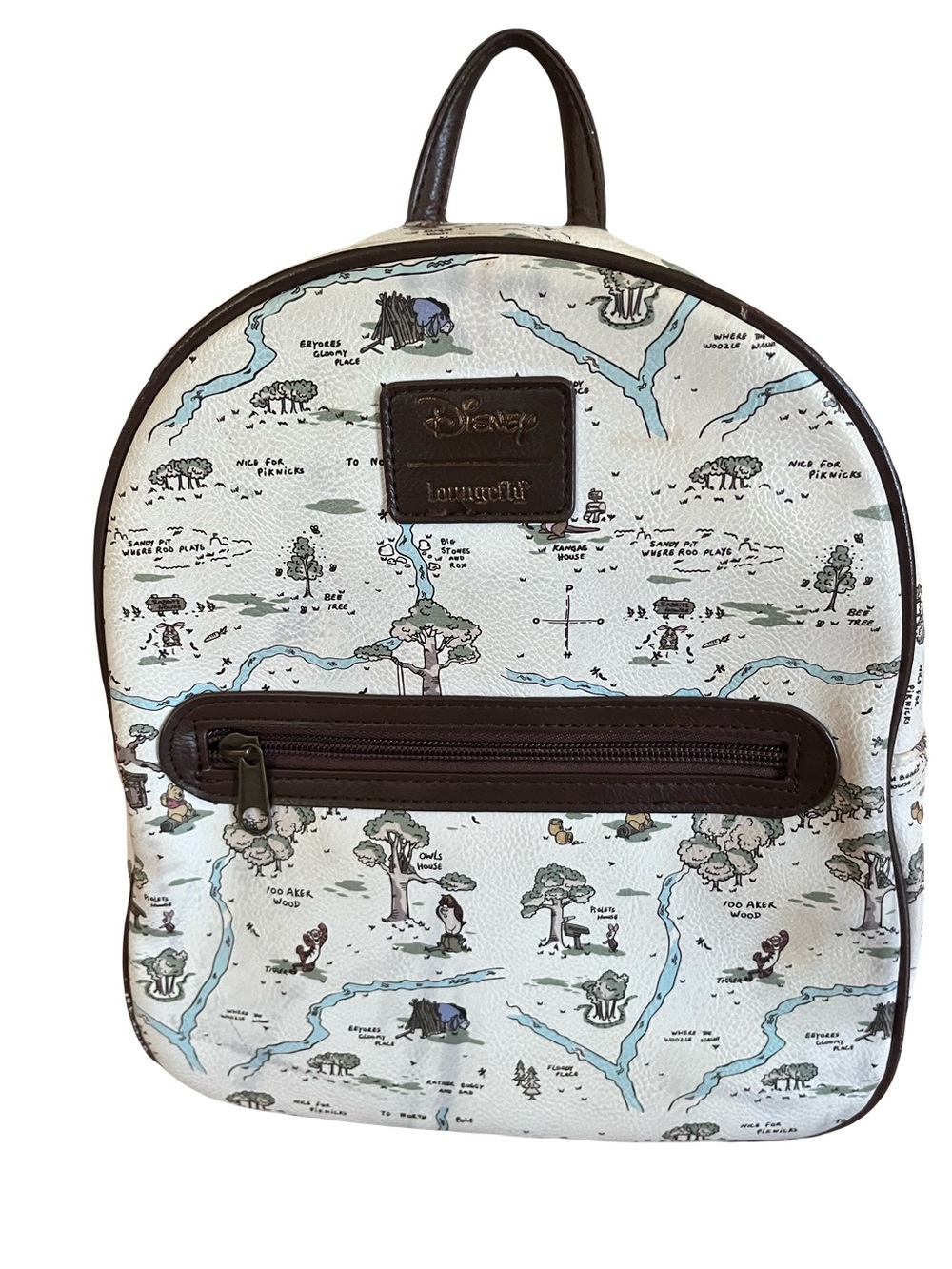 Disney Loungefly Winnie the Pooh Map Mini Backpack - Cream, Brown & Blue